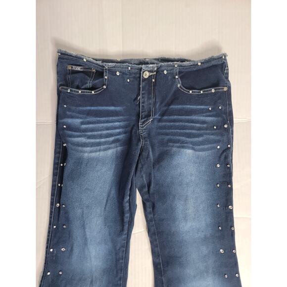 Revolt Jeans Sz 15/16 Straight Leg Low Rise Bling Vintage Y2k Rodeo Festival - Picture 3 of 9